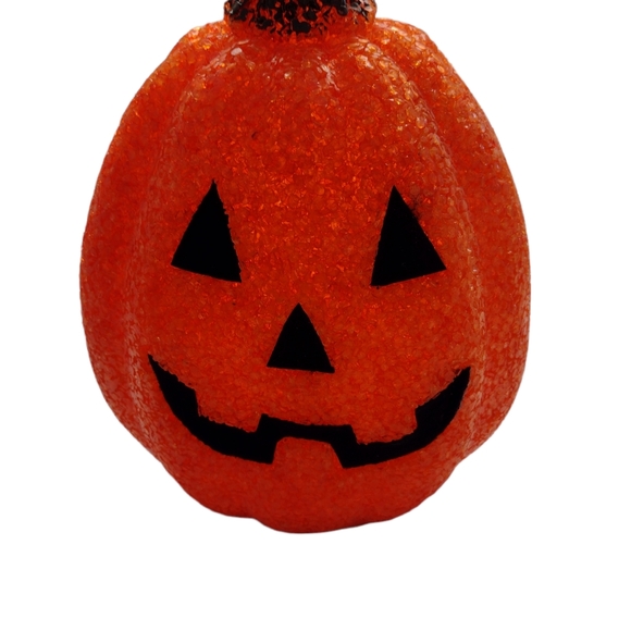 Vintage melted plastic 9.5" pumpkin or jack-o'-lantern. Halloween!Missing cord. - Picture 5 of 7